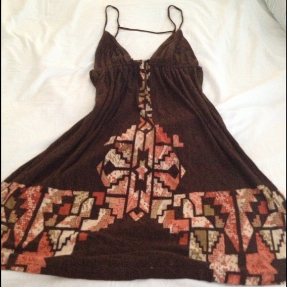 ❌SOLD❌LUX tribal aztec jersey brown dress size XS