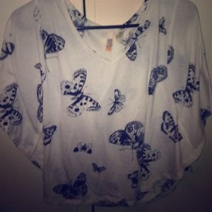 Black and white loose butterfly shirt