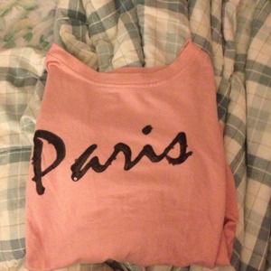 Pretty pink "Paris" 3/4 sleeve sweater