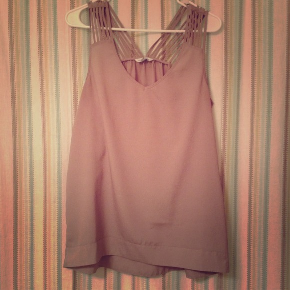 🚫TRADED🚫Tan chiffon hi Lo top