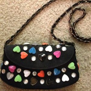 Betsy Johnson colored heart small cross body