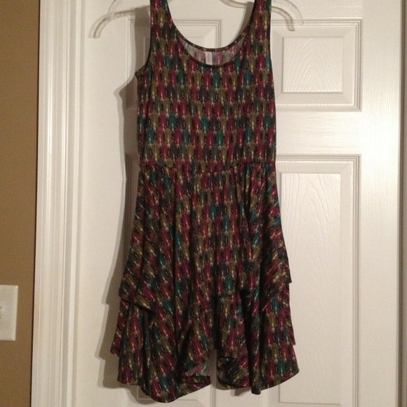 Multi Colored Peacock Print Dress! Like New!