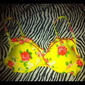 Yellow floral push up bikini top new