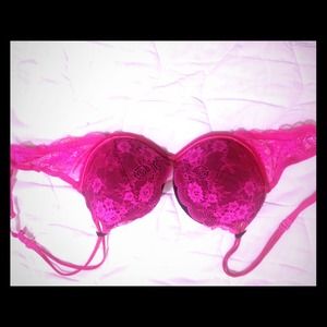 Pink and black bra