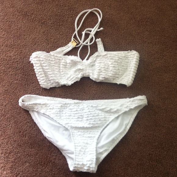Ralph Lauren white ruffle  swim suit