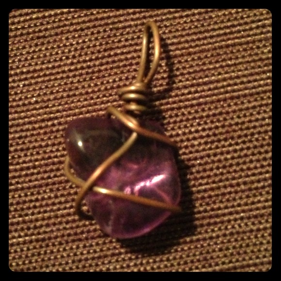 Handmade amethyst and copper pendant