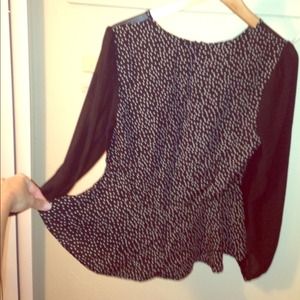 Super cute peplum, sheer sleeve blouse!