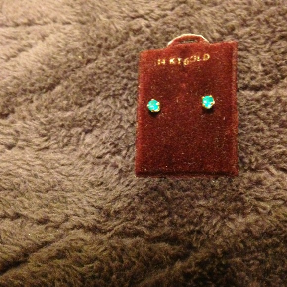 14k gold Blue Topaz studs