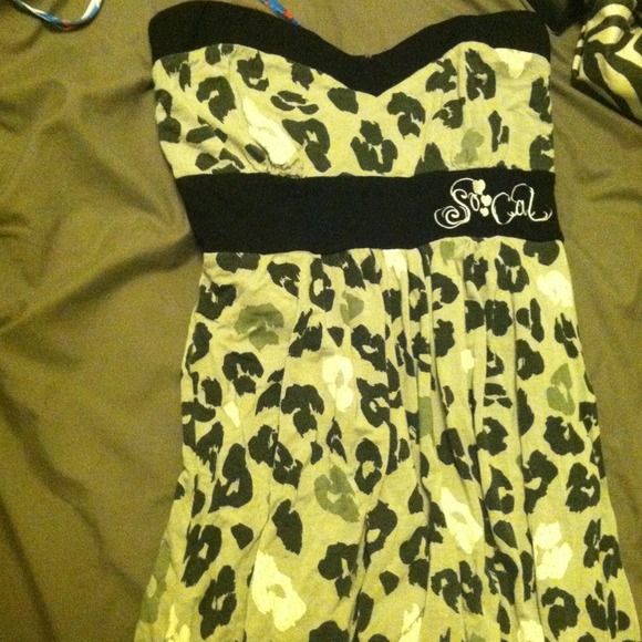 So Cal cheetah strapless dress.