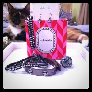 Lot of 5 Stella & Dot Silver and Black pieces