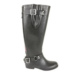 Steve Madden Black Boot with Red Zipper
