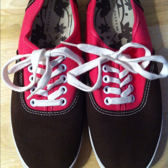 Pink and Brown Keds style shoes