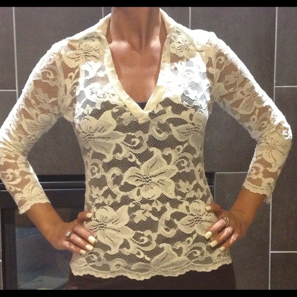 White modern Lace button up blouse