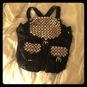 Rebecca Minkoff studded punk leather backpack.