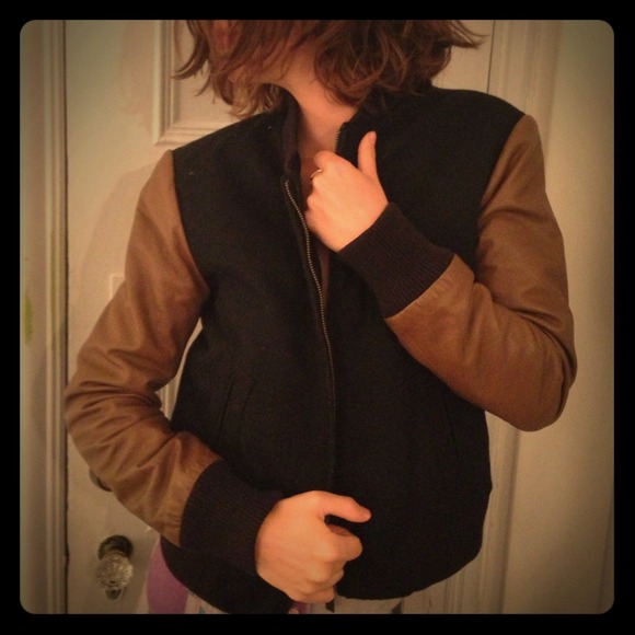 Brand new MAJE leather & wool jacket w/ lining