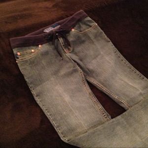 Jeans w/cotton knit waistband. Not the usual jean