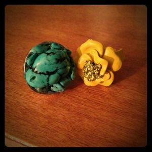 Real turquoise. Yellow Rose simulated