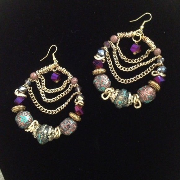 Purple & Gold Earrings