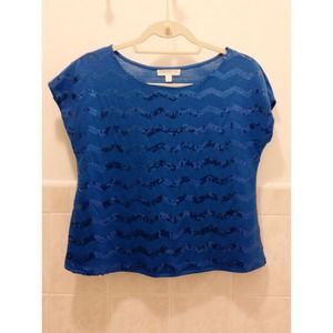 Blue Sequin Chevron Top