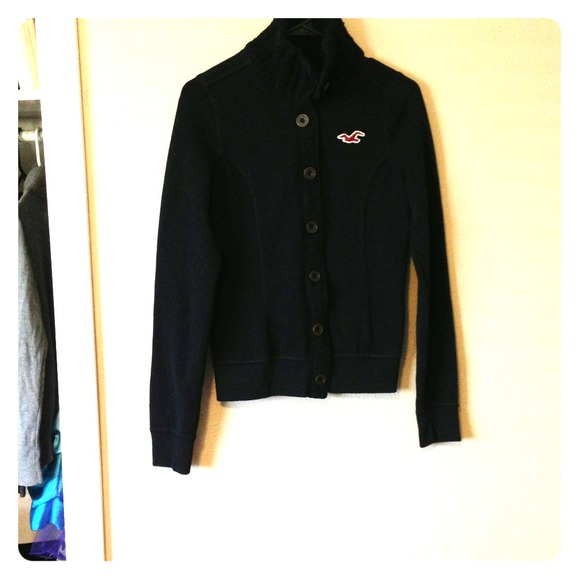 Hollister navy light wool coat