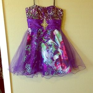 Purple print party dress