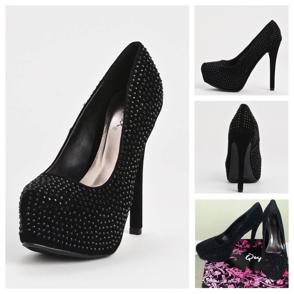Qupid Shoes - Qupid Marquis Glitter Heels