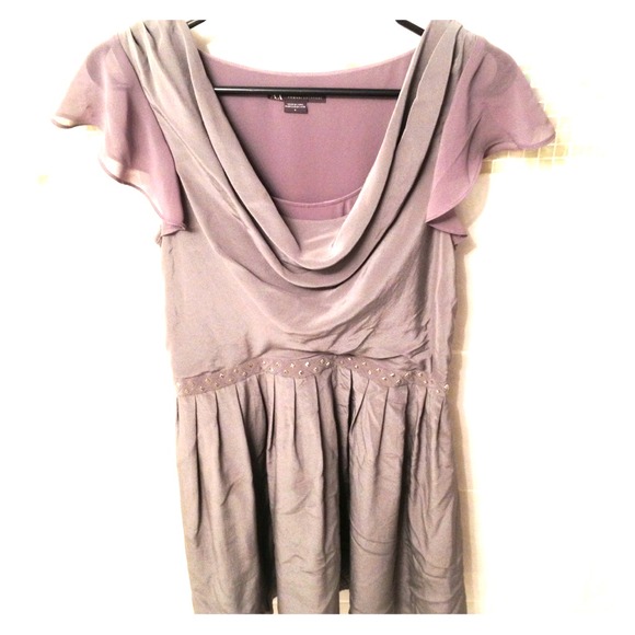 Armani Exchange silver dress with studded waist.