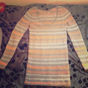 Grey, orange, white, long sweater