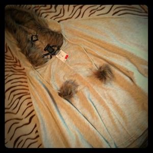 Hooded Fur Shaw w/ Tassels