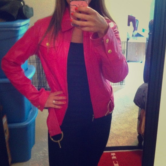 KEEPING!!Wilson's Bright Pink 100% leather jacket