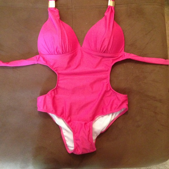 Pink cutout bathing suit