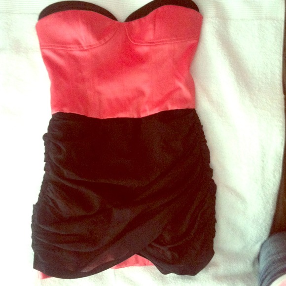 Pink and black mini dress