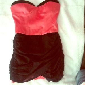 Pink and black mini dress