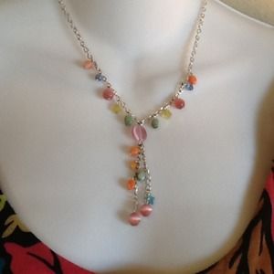 Flirty pastel glass stone necklace