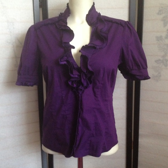 Bebe Ruffle Button Up Top Blouse Large - Picture 2 of 4