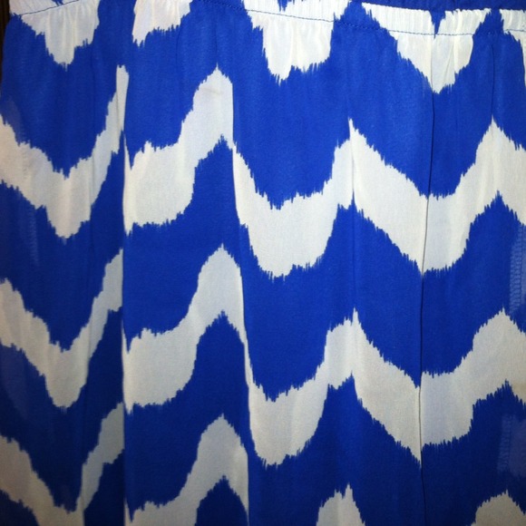 Blue Chevron Strips High Low Dress - Picture 3 of 4