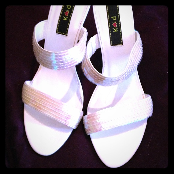 White sequin shoes