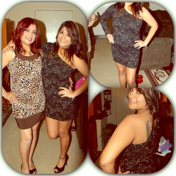 Black and gold lace dress