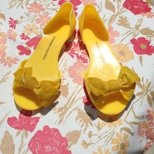 Yellow slip on flats with velvet bows - BUNDLE