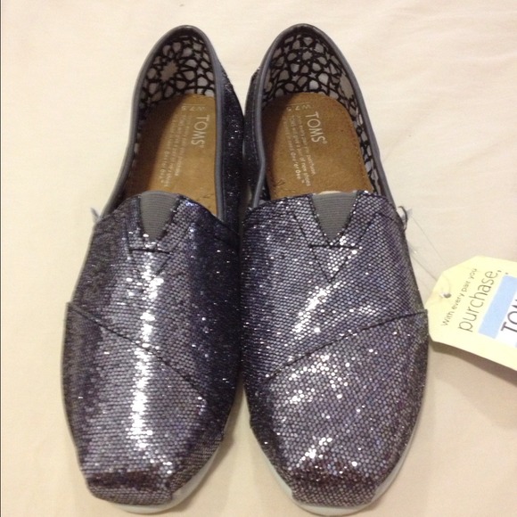 ❌❌Sold❌❌TOMS Navy Glitter Women S 7.5 - Picture 2 of 4