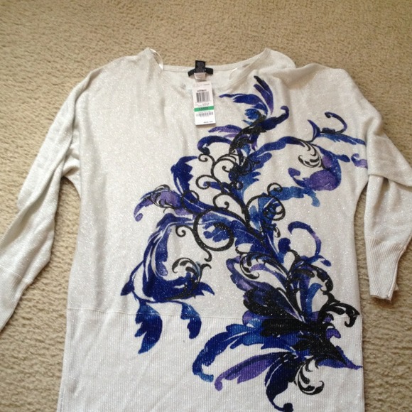 Silver with blue/black design shirt NWT