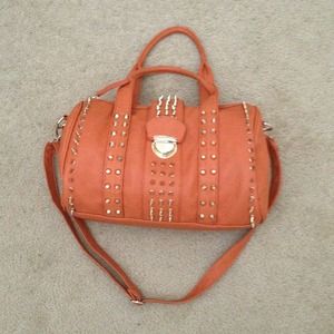 Studded satchel handbag