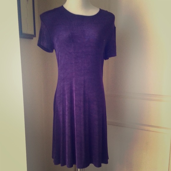 Purple short sleeve sheath dress