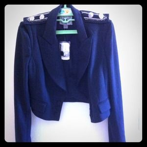 Career Jacket/ Navy/L. Cute shoulder with buttons