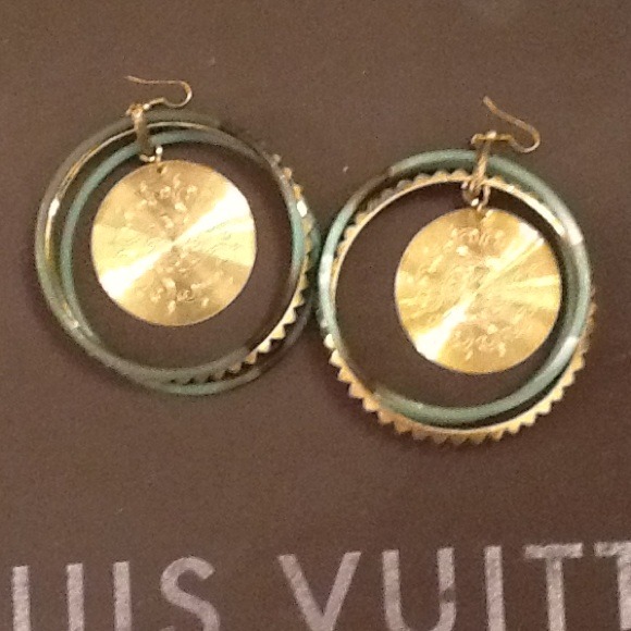 Gold plated Sun ray disc earrings