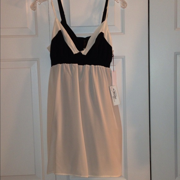 Black&White silk slip dress