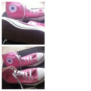 Pink converse all star hi tops