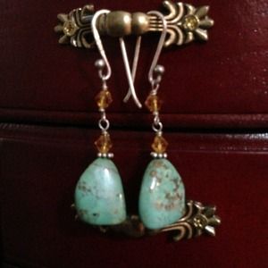 Silpada Sterling Silver Turquoise Golden Glass