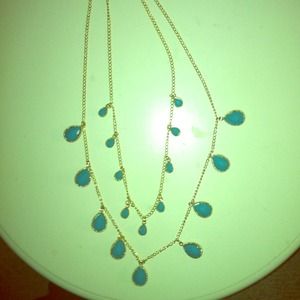 Turquoise and Gold Necklace and Earring Set
