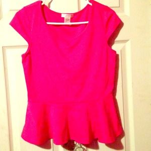 Hot pink peplum blouse.